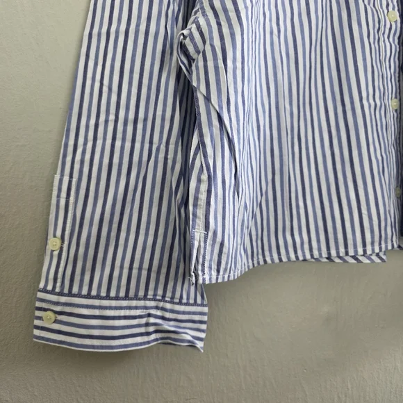 NWT Everlane The Woven PJ Button Down Crop Top Blue White Stripe Cotton Medium - Picture 9 of 14